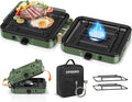 Propane 2-Burner Foldable Camping Stove with Carry Bag Portable Propane Camp Stoves with Adjustable Burners &amp Piezo Ignition for Outdoor Cooking Tailgating Backyard Gathering(Griddle Not Includ
