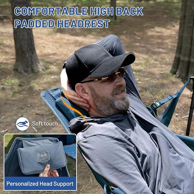 TIMBER RIDGE Hammock Camping Chair Oversized Swinging Hammock Chair with Adjustable Back and Seat for Outdoor Lawn Sports Supports 400lbs Blue