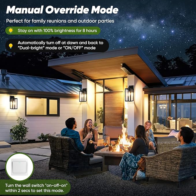2-Pack Upgraded Motion Sensor Outdoor Wall Lights Dusk to Dawn Porch Lights Outdoor Wall Sconce Lantern 3 Lighting Modes Exterior Lighting Fixtures Bronze Outside Lights for House Front Door Garage