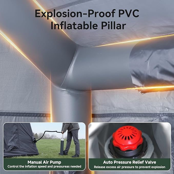 Inflatable Blow Up Tents for CampingWaterproof Oxford Hot Tent with Manual PumpSpacious Easy Setup Inflatable Camping Air Tent for Family Glamping