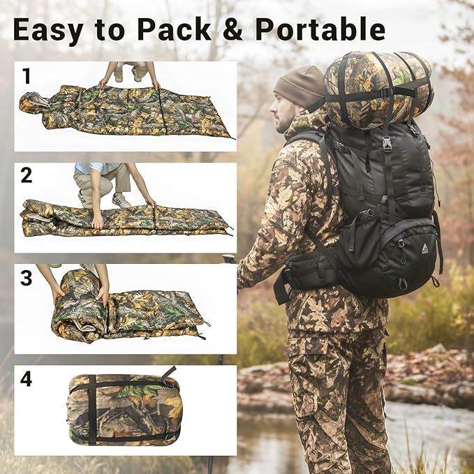 Wearable Sleeping Bag Adult Outdoor &amp Indoor Sleeping Bags Applicable Temperature 25℉-50℉ Designed for Camping Hiking Backpacking and Other Outdoor Adventures