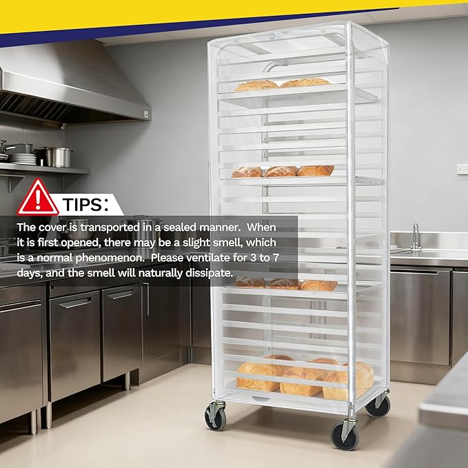 20-Tier Sheet Pan Rack with Cover NSF Bun Pan Rack Aluminum Bakery Rack Home Commercial Kitchen Bakery Cooling Rack Cart 4 Wheels