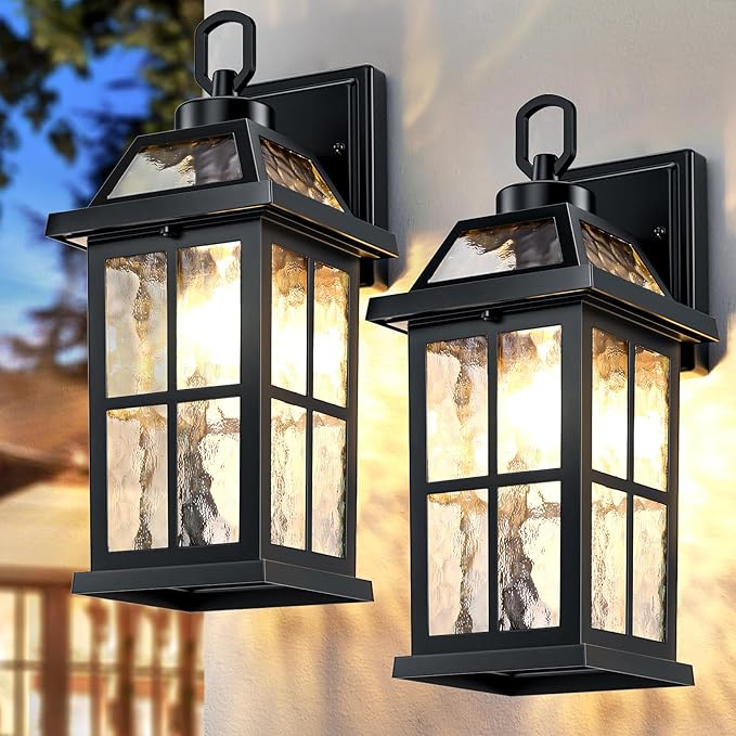 14 '' Outdoor Lights for House 2 Packs Black Exterior Light Fixtures Porch Light Wall Mount Waterproof Sconce Lights Outside Modern Outdoor Lighting Wall Lanterns for House Garage Patio Front Door