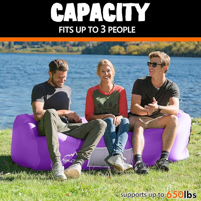 AlphaBeing Inflatable Lounger Beach Chair Accessories Air Sofa Hammock Inflatable Couch for Camping Backyard Lakeside with Compression Sacks Ideal Outdoor Gifts for Adults