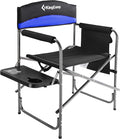 KingCamp Portable Camping Chair Folding Directors Chair Compact Outdoor Chair with Side Table Cup Holder for Beach Trip Tailgating Lawn Sports Backpacking Fishing Picnic Blue