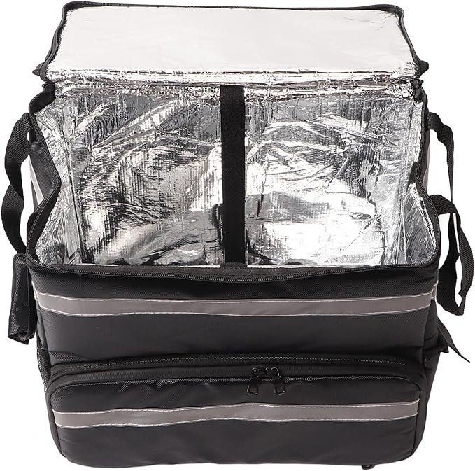 Insulated Pizza Delivery Bag 50L Food Delivery Backpack Large Capacity Food Carrier with Expandable Layer Insulated Grocery Bag for Commercial Delivery Camping Travel