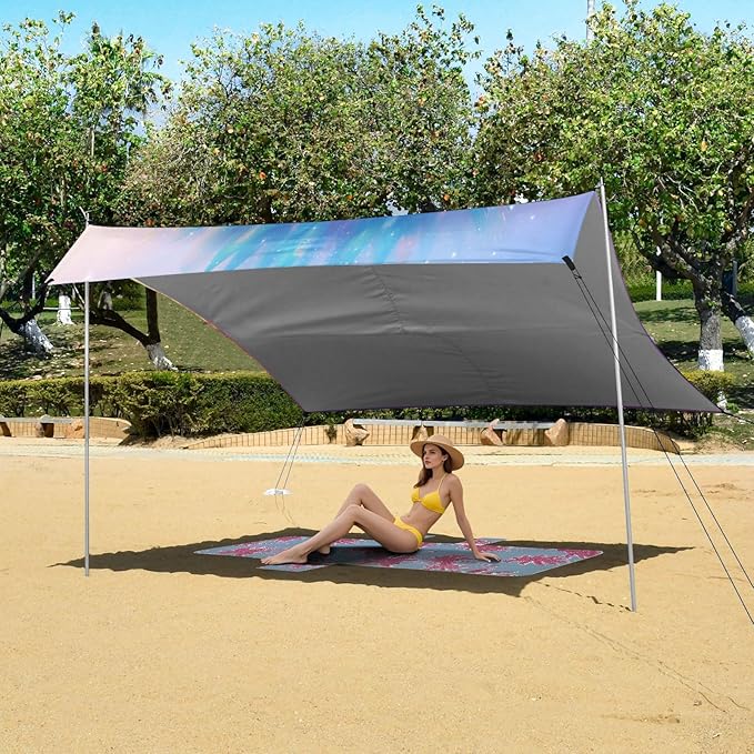 ALAZA Lion Artwork Beach Tent Sun Shelter UPF50+ Protection Beach Shade Canopy w/ 4 Sandbags for Outdoor Camping Fishing Backyard Fun Picnic 10x9 ft