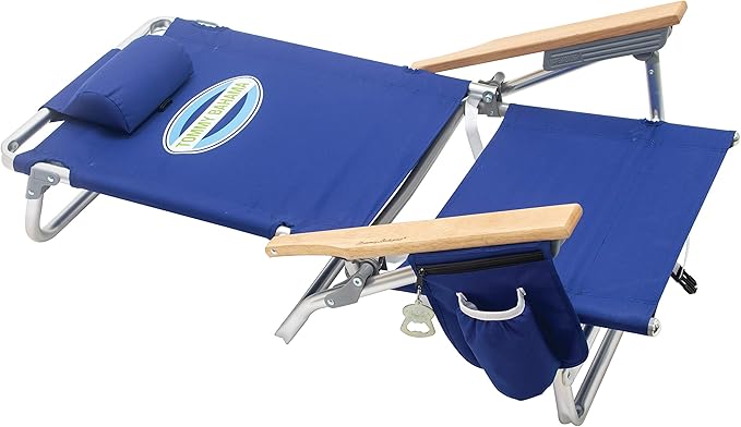 Tommy Bahama 2-Pack 5-Position Classic Lay Flat Backpack Beach Chair with Cooler and Cup Holder Portable Folding Beach Chair for Tanning Navy
