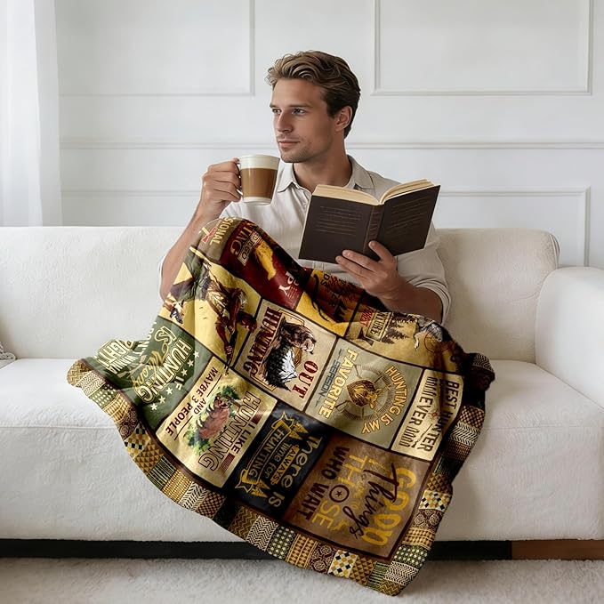 Hunting Gifts for Men Gifts for Hunter Men/Dad/Husband Blanket 60 X 50 Huntings Gifts for Him Hunting Lovers Gift Unique Gift for Hunters Outdoor Camping Christmas Birthday Father's Day