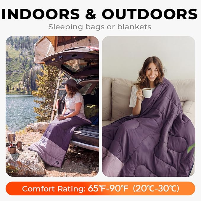 Ultralight Warm Weather Sleeping Bag - Portable Waterproof Compact Lightweight Comfort with Compression Sack - Great for Outdoor Camping Backpacking &amp Hiking