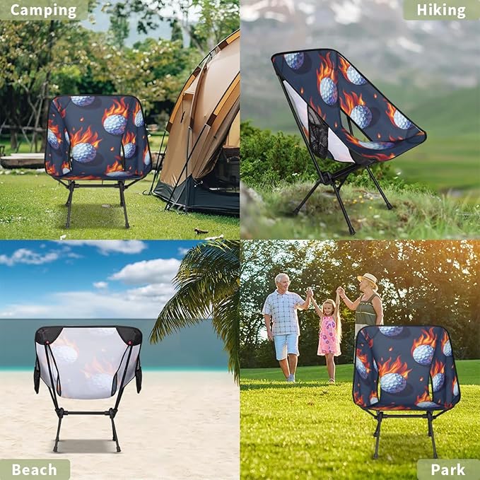Honeybaby Folding Camping Chair Fire Golf Ball Camping Chairs Lightweight Portable Chair Outdoor Foldable Chairs for Camping Travel Picnic Beach Hiking