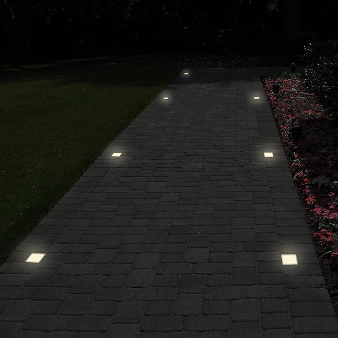 LUMENGY Paver Light 4x4 Inch (3.93x3.93) 5000K Daylight Glare-Free Brick Lighting for Driveways Walkways Pool Decks and Patios 12V Hardwired IP67 Waterproof Drive-Over Rated