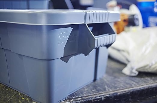 Rubbermaid Commercial Products BRUTE Tote Storage Bin with Lid 14-Gallon White Rugged/Reusable Boxes for Moving/Camping/Garage/Basement Storage Pack of 6