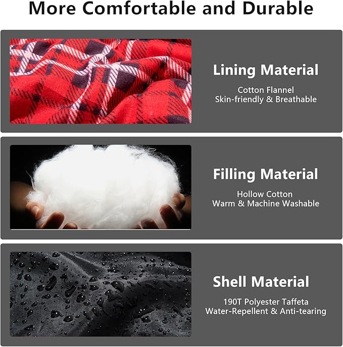 BISINNA Cotton Flannel Sleeping Bag for Adults Backpacking Camping Sleeping Bag 3 Season Envelope Sleeping Bags for Hiking