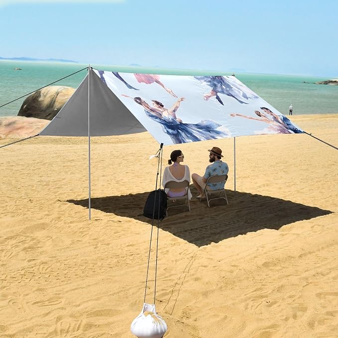Ballet Dancers Dancing Pattern Camping Sun Shelter Beach Tent Portable Beach Sun Shade Outdoor Canopy for Camping Trips Fishing Picnic
