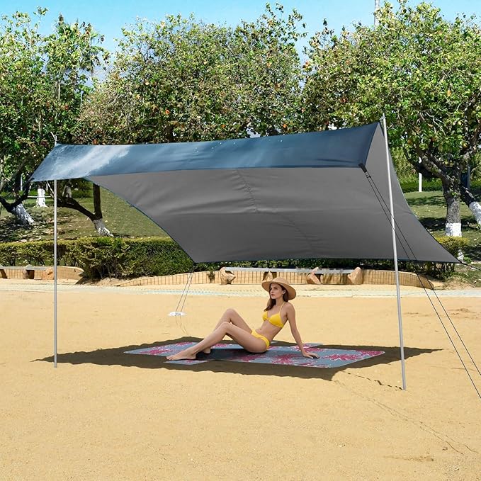 ALAZA Shark Beach Tent Sun Shelter UPF50+ Protection Beach Shade Canopy w/ 4 Sandbags for Outdoor Camping Fishing Backyard Fun Picnic 10x9 ft