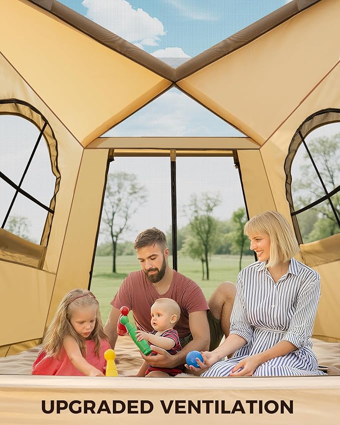Inflatable Tents for Camping 2-4 Person Easy Set Up Camping Tent with Automatic &amp Manual Pump Waterproof Blow Up Tent for Family Outdoor