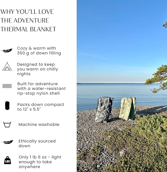 Down Camping Blanket with Footbox – Lightweight Packable Water Resistant Backpacking Quilt &amp Warm Puffy Compact Outdoor Throw – 52x77 with Stuff Sack for Stadium Hiking &amp Travel