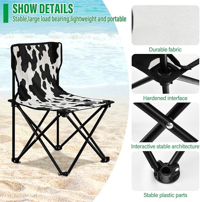 xigua Cow Print Portable Camping ChairsOutdoor Folding Camping Chair for Camping HikingBeachFishing46 14.46x14.46x22.83in