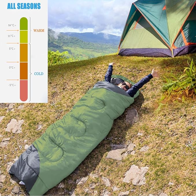 tuphen- Sleeping Bags for Adults Kids Boys Girls Backpacking Hiking Camping Microfiber Liner Cold Warm Weather 4 Seasons Indoor Outdoor Use Lightweight &amp Waterproof