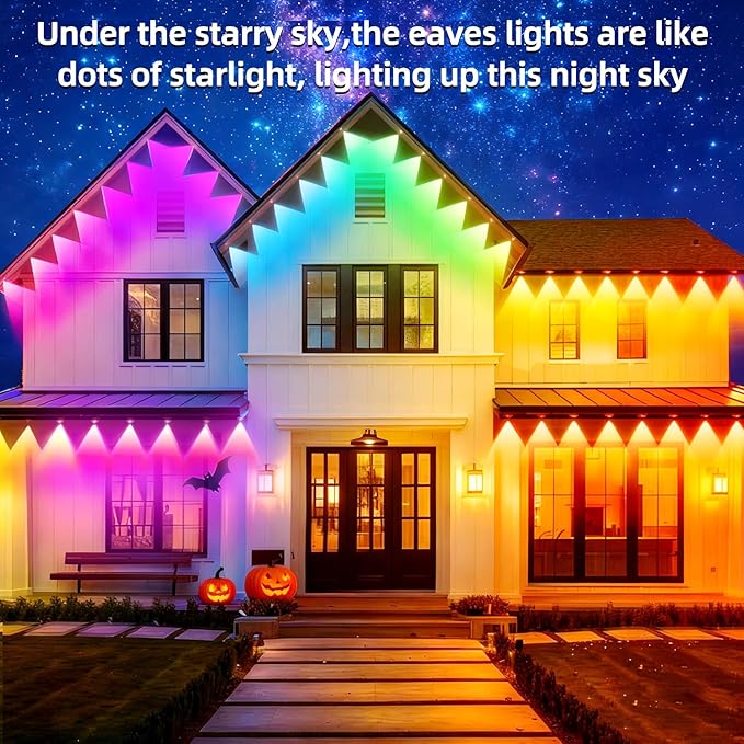 400ft Permanent Outdoor Light RGB Smart Outdoor eave Lights with APP &amp Remote Controltimed Music synchronisation IP67 Waterproof LED eave LightSuitable for PartyHalloweenChristmasRooftopGar