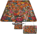 Mexican Folk Art Beach BlanketPortable Waterproof Picnic Blanket58.3''x 58.3'' Extra Large Picnic Mat for BeachCamping Grass Lawn Park Accessorie for Festival BBQ