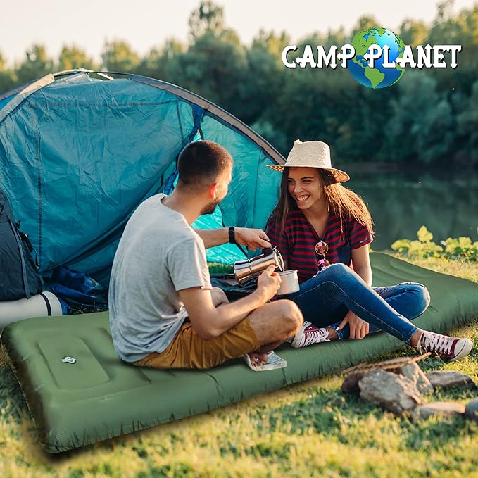Sleeping Pad for Camping - 3.5 Inch Extra Thick Inflatable Camping Mattress Pad with Built-in Pump and Integrated Pillow - Waterproof Sleep Pad for Hiking Backpacking Road Trips