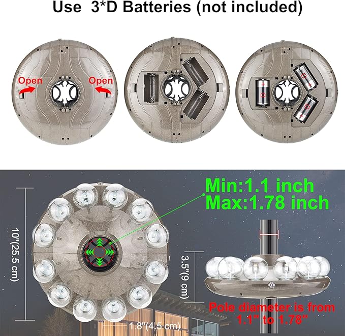 LUXSWAY Umbrella Lights Battery Operated12 Color Changing Outdoor Patio Umbrella Light for Pole with 80Ft Remote12 Clear Bulb 48 LEDs4 Modes4 Timer OptionUmbrella Hanging Light for CampingBBQ