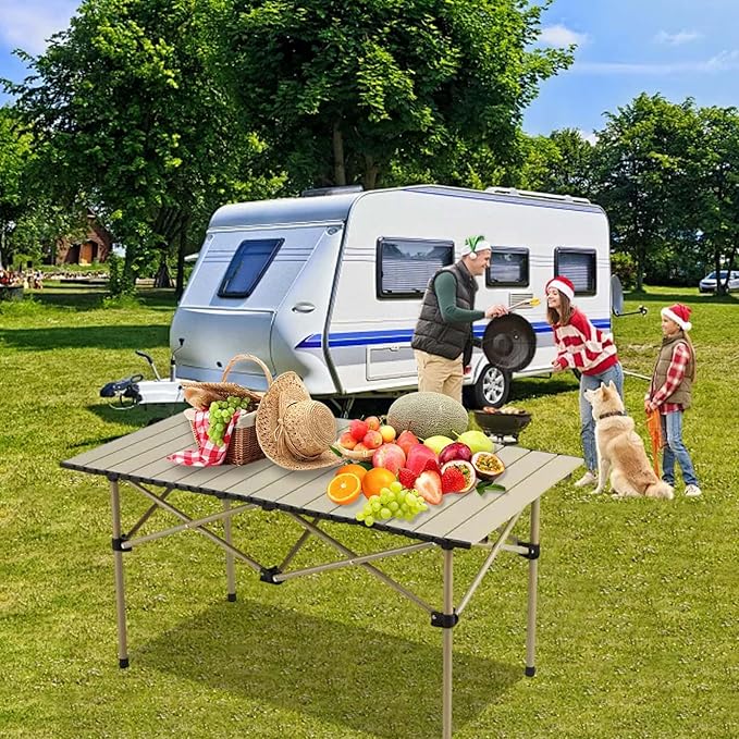 Folding Camping Table Portable Beach Tablewith Portable BagSuitable for Indoor Outdoor Camping Backyard Party Patio The Yellow Camping Table at The Beach