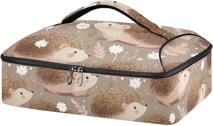 Casserole Carrier Cute HedgehogsInsulated Casserole Carrier for Hot or Cold Food Thermal Lunch Tote for Potluck Parties Picnic Beach Fits 9 x 13 Inches Baking Dish