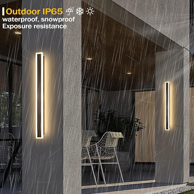 Porch Lights Outdoor 31.5 inch Outdoor Sconces Wall Lighting 3000K LED Modern IP65 Waterproof Linear Exterior Wall Light for Garage Porch Patio