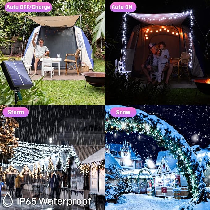 New Upgraded Solar Christmas String Lights Outdoor Waterproof 2 Pack Total 144ft 400 Led Solar &amp USB Rechargeable 19 Mode Solar Power Fairy Lights for Outside Yard Patio Garden Party Xmas Decor W