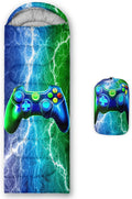 Axolotl Blue Gamepad Sleeping BagWaterproof Lightweight Gaming Sleeping Bag Game Console Camping Bag for Boys TeensWarm and Cool Weather Green Portable Sleeping Bag for Camping Outdoor Indoor