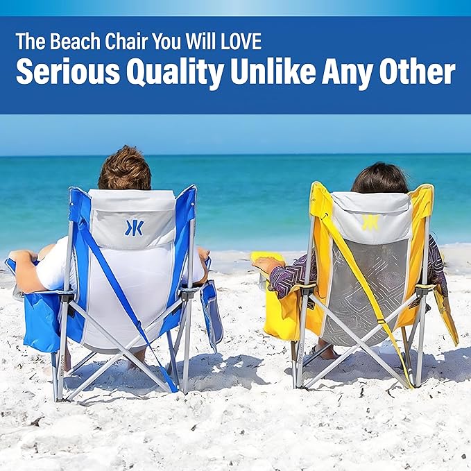 Kijaro Beach Sling Chair with Cooler Pocket - Various Fun Colors &amp Patterns - Perfect Beach Folding Chair and Camping Chair - Includes a Detachable Pillow