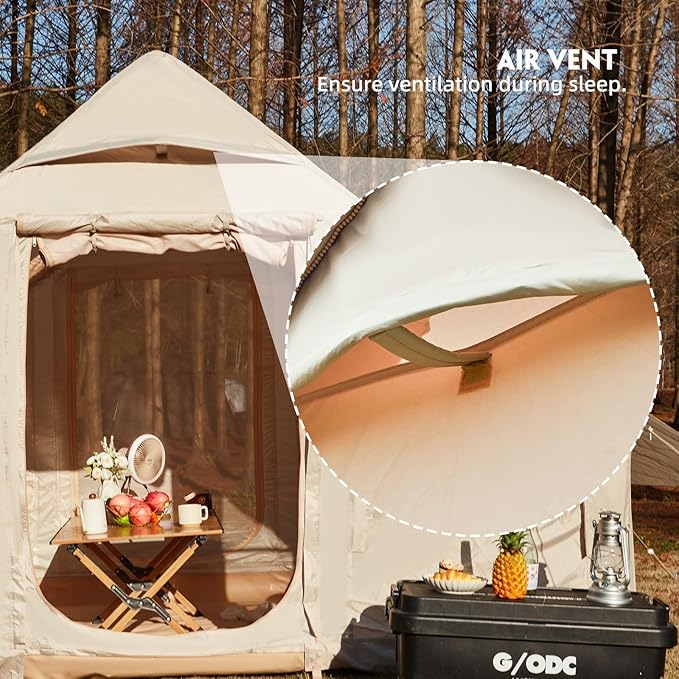 YOLENY Inflatable Tent for Camping 2-4 Person Instant Glamping Camping Tents with Large TPU Skylight and Rainproof Canopy Easy Setup Included Hand Pump