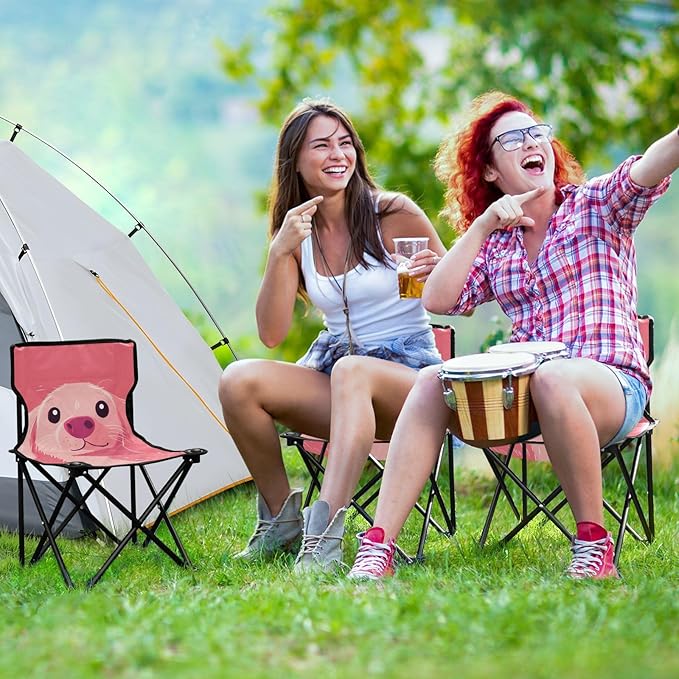 Cartoon Cute Peach Dog Foldable Backpack Beach Chairs for Adults Ultralight Youth Camping Chair Carry Bag Included Hiking Chair for Hiking Lawn