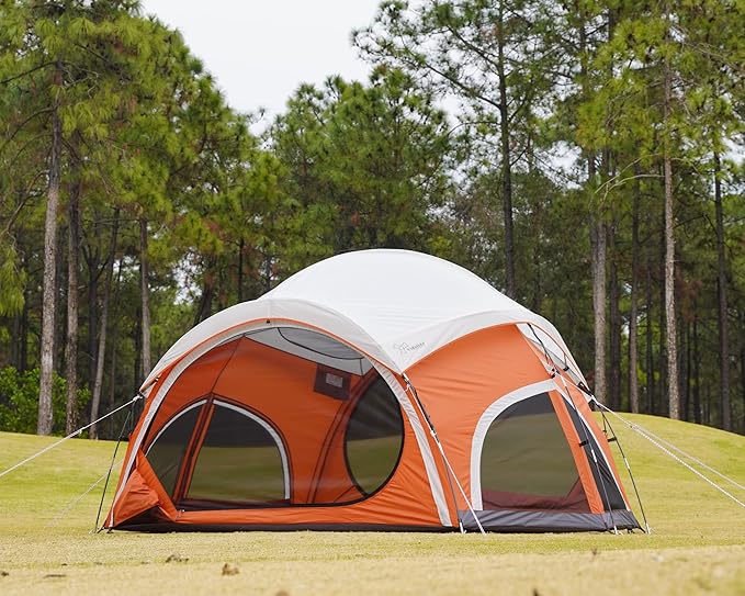 Vidalido 3-4 Person Camping Tent with 2 Large Mesh Door 4 Mesh Window Family Tents Double Layer Waterproof Portable Easy Setup Camp Tent Canvas Dome Tents for Camping Outdoor Hiking and Backpacking