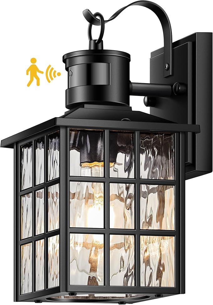 VIANIS Black Motion Sensor Porch Lights Outdoor Modern Dusk to Dawn Exterior Lighting Fixtures Wall Mount for House Anti-Rust 100% Aluminum Waterproof Outdoor Sconce Lights for Garage Front Door
