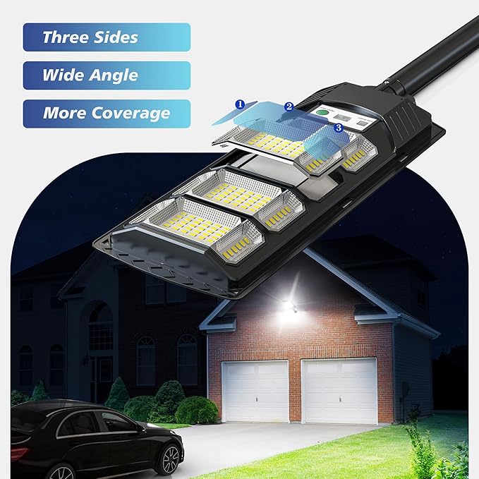 Solar Lights Outdoor Wide Angle Solar Street Light 6500K Solar Flood Lights with Outdoor Motion SensorIP66 Waterproof Solar Security Lights for Courtyards Gardens Yard 2Pack
