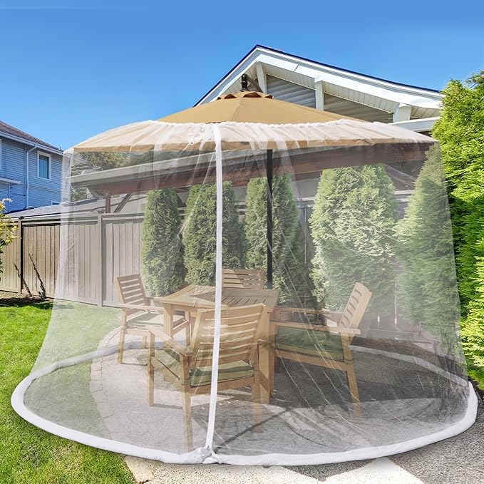 Mosquito Net for Patio with Zipper Door and Water Tube Suitable for Outdoor Patio Camping Umbrella 7.5-1 1FTJVLJVL (white)