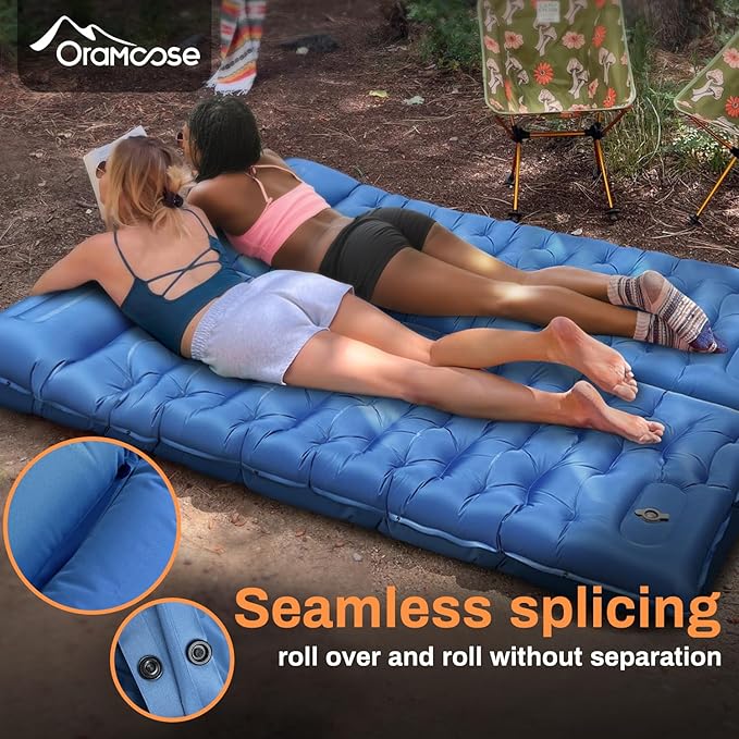 Sleeping Pad 6 Inch Sleeping Mat Camping Self Inflating Sleeping Pad for Camping with Pillow Built-in Foot Pump Ultralight Sleeping Pad Backpacking for Travel Hiking Tent Outdoor Adventure Camp Gear