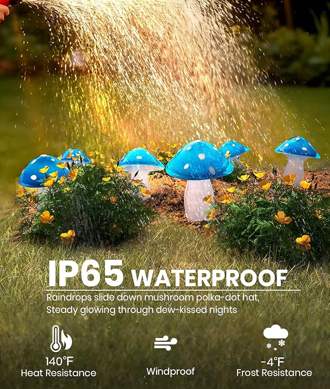Solar Mushroom Lights Outdoor 9 Pack Garden Outdoor Decor 8 Lighting Modes IP65 Waterproof Crystal-Clear Fairy Decoration for Pathway/Yard/Flower Bed/Patio/Landscape/Backyard/Dwarf String 30 FT