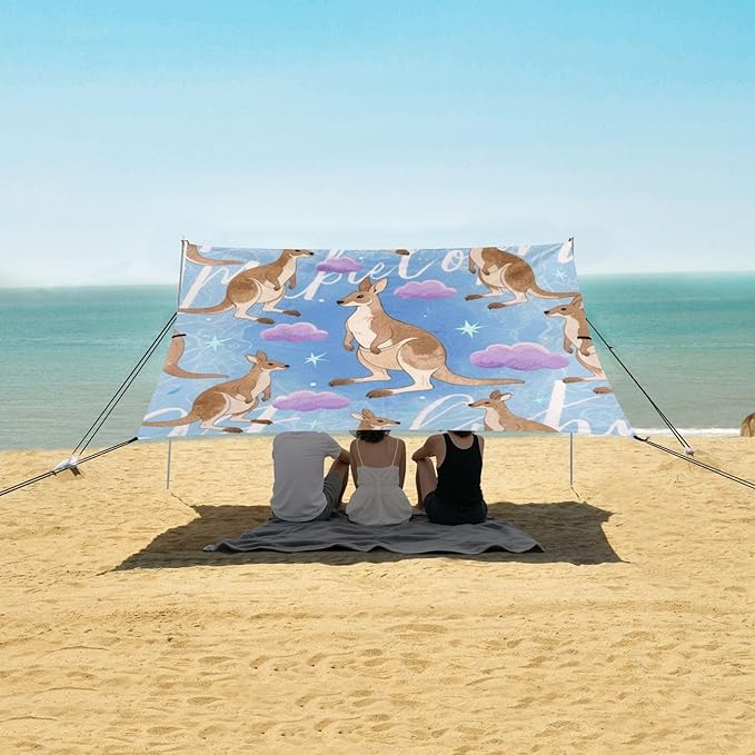 Purple Summer Kangaroo Beach Tent Camping Sun Shelters Portable Outdoor Canopy Sun Shade for Camping Trips Fishing Backyard Fun or Picnics Easy Setup with Carrying Bag