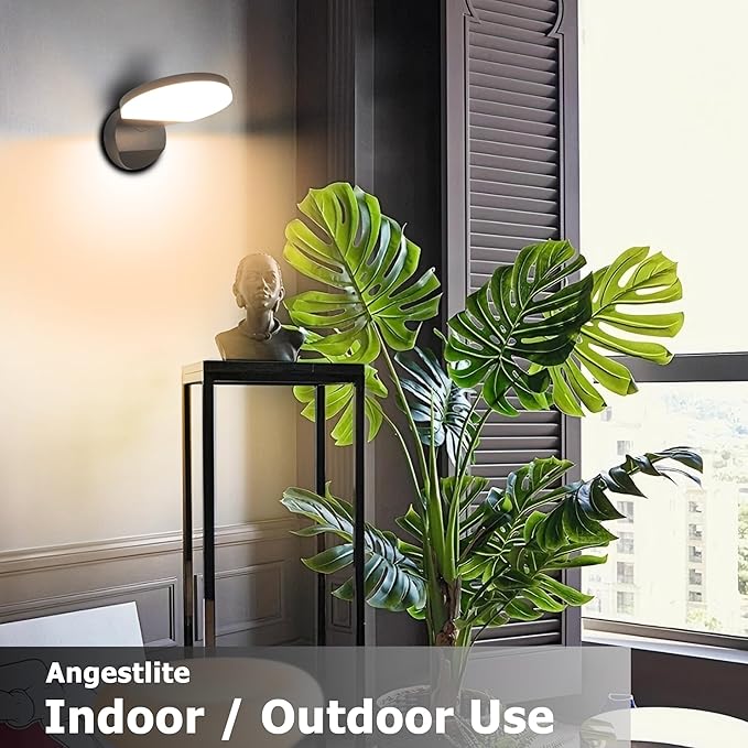 Outdoor Wall Light 18W 1980LM Black Aluminum Outdoor Lights IP65 Waterproof Rotatable Sconce Lighting LED Porch Lights 3000K Foldable Patio Wall Light Fixture for House Garage Round