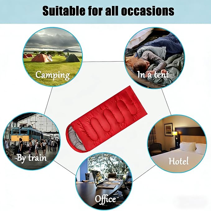 SNZ All-Season Lightweight Sleeping Bag - Mummy Camping Sleeping Bag for Adults &amp Kids Camping Essentials Warm &amp Cold Weather for Hiking Backpacking