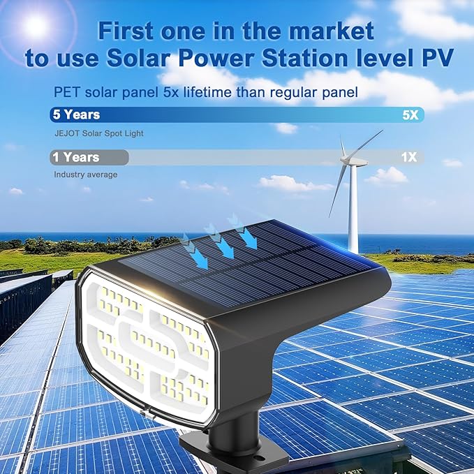 Solar Spotlights Super Bright LED 2 CCT Warm &amp Cool Light Solarspot Lights for Outside Landscape Auto On/Off -2 Pack