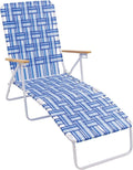 Camp &amp GO 4-Position Folding Web Lawn Chair Outdoor Lounger Blue/White undefined/White