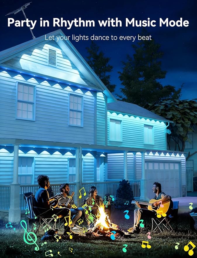 100FT Permanent Outdoor Lights for House Smart RGB LED Eaves Lighting with APP &amp Remote Control IP67 Waterproof Christmas Lights for Holidays Parties &amp Year-Round Décor