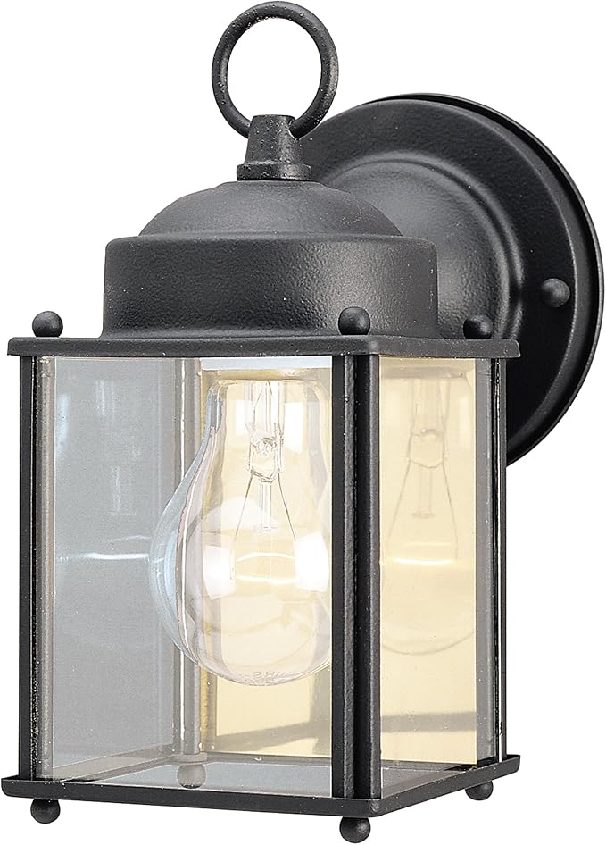 Westinghouse 6697200 One-Light Exterior Wall Lantern Textured Black Finish on Steel with Clear Glass Panels