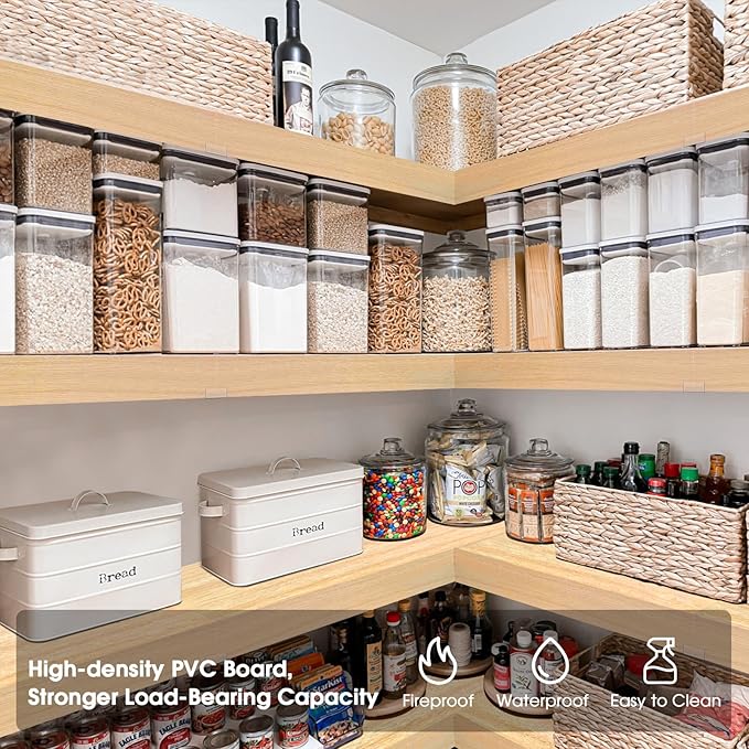 Wire Shelf Covers Suitable for Pantry Wire Rack 0.25 Thick PVC Faux Wood Grain Faux Wood Shelf Covers Set of 5 (26W*12D Inch)
